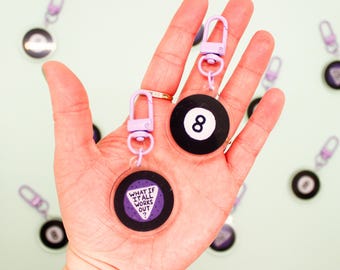 Magic 8 Ball Keychain // What if it All Works Out // Self Care Mental Health Affirmation Keychain