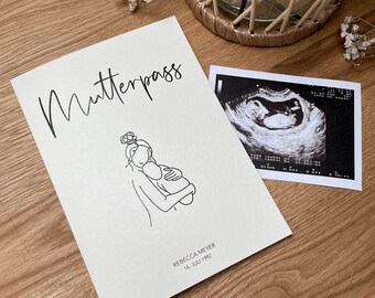 Mutterpasshülle personalisiert mit Name & Geburtsdatum | Schutzhülle Mutterpass mit Extra-Fach |  Geschenk zur Schwangerschaft