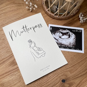 Mutterpasshülle personalisiert mit Name & Geburtsdatum | Schutzhülle Mutterpass mit Extra-Fach |  Geschenk zur Schwangerschaft