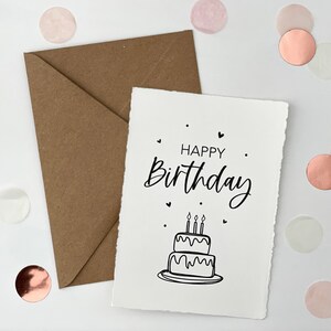 Geburtstagskarte "Happy Birthday" | Glückwünsche zum Geburtstag | Line Art Torte