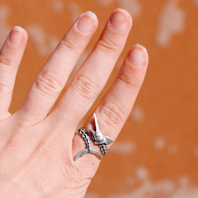 Sterling Silver Skeleton Sail Fish Ring