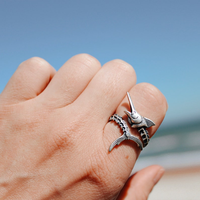 Sterling Silver Skeleton Sail Fish Ring
