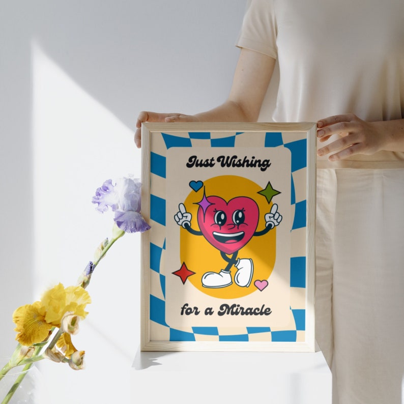 Retrostyle Cartoon Wall Art wishing for a Etsy