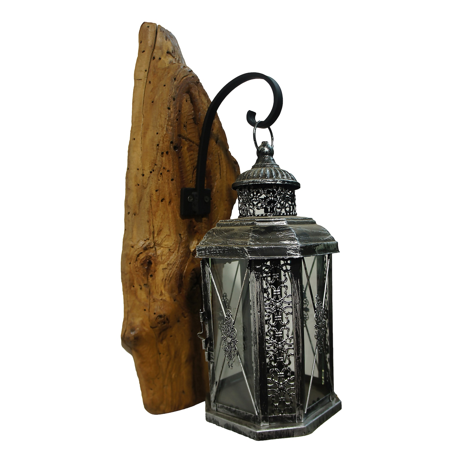 Rustic Wallhanging Lantern Holder Reclaimed Oakwood, Antique, Handmade