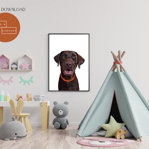 Labrador Print, Chocolate Labrador Print, Printable Art, Animal Prints, Dog Print, Pet Portrait, Kids Wall Art, Nursery Wall Art