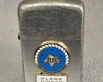 Vintage Metal Zippo Lighter, U.S.S. Shiloh CG-67, Navy, Command