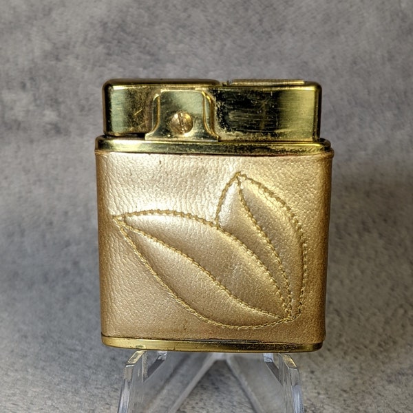 Vintage Prince Gardner Lighter - Midcentury Modern Leather Wrap - Working Vintage Lighter