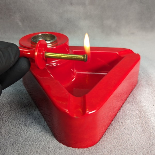 Seltenes Korex Electro Match 4H - Candy Apple Red - Seltenes Feuerzeug und Aschenbecher - Funktionierendes Electro Match - Retro, MCM Midcentury Modern - Funktioniert
