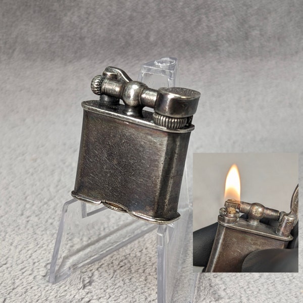 Sterling Silver Lift Arm Lighter - Dark Rainbow Patina - Made in Mexico - Midcentury Vintage Lighter - Working Restored Art Deco