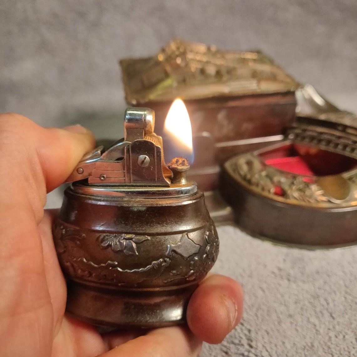 Vintage Japanese Smoking Set Incense Burner Cigarette Box Etsy