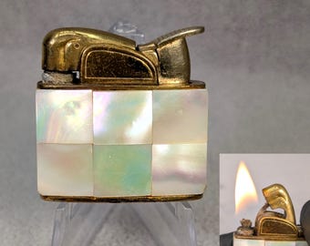 Vintage Evans Lighter: Mother of Pearl, Gold Trim - Mid-Century Modern