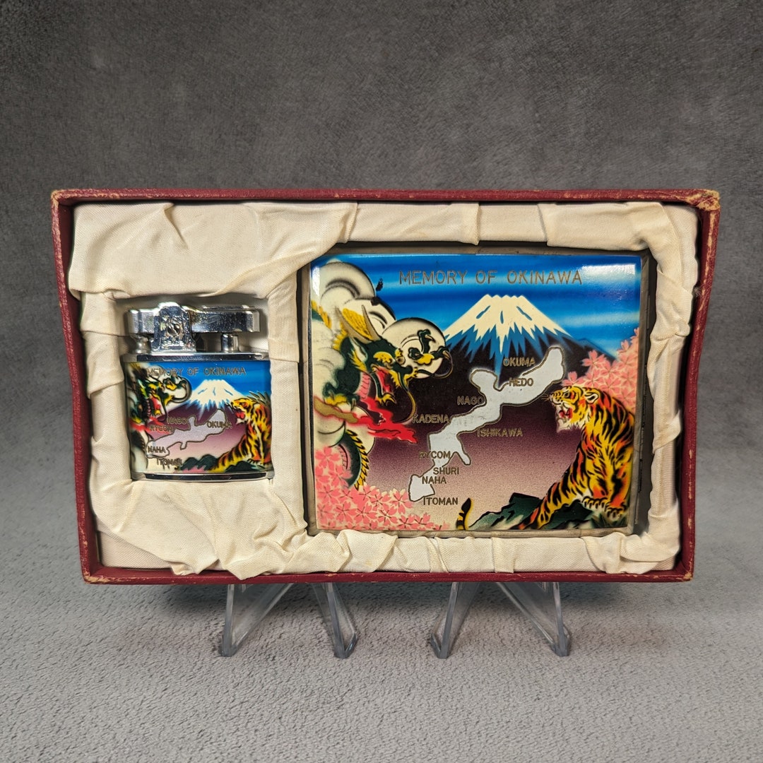 New Old Stock Memory of Japan Lighter Cigarette Case Blue Etsy