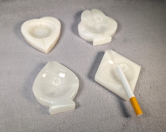 Vintage Onyx Ashtrays - Set of Four Playing Cards Theme, Bridge Set - Hand Carved - Smoking Accessories, Cigar Cigarette, Trinket Dish