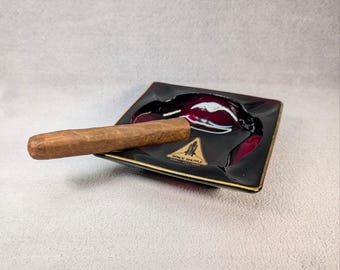 Rare NASA Kennedy Space Center Space Shuttle Ashtray - Anchor Hocking - Ruby Red Glass - NASA Souvenir, Space Memorabilia, Rocket Aerospace
