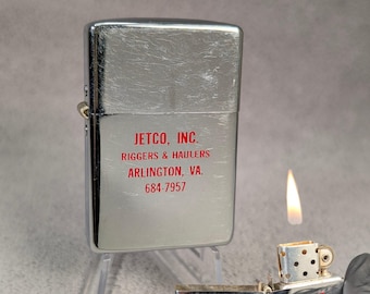 Vintage Park Windproof Lighter - Jetco Inc. Riggers & Haulers, Arlington VA - Park Sherman - Working Vintage Lighter - Restored Refurbished