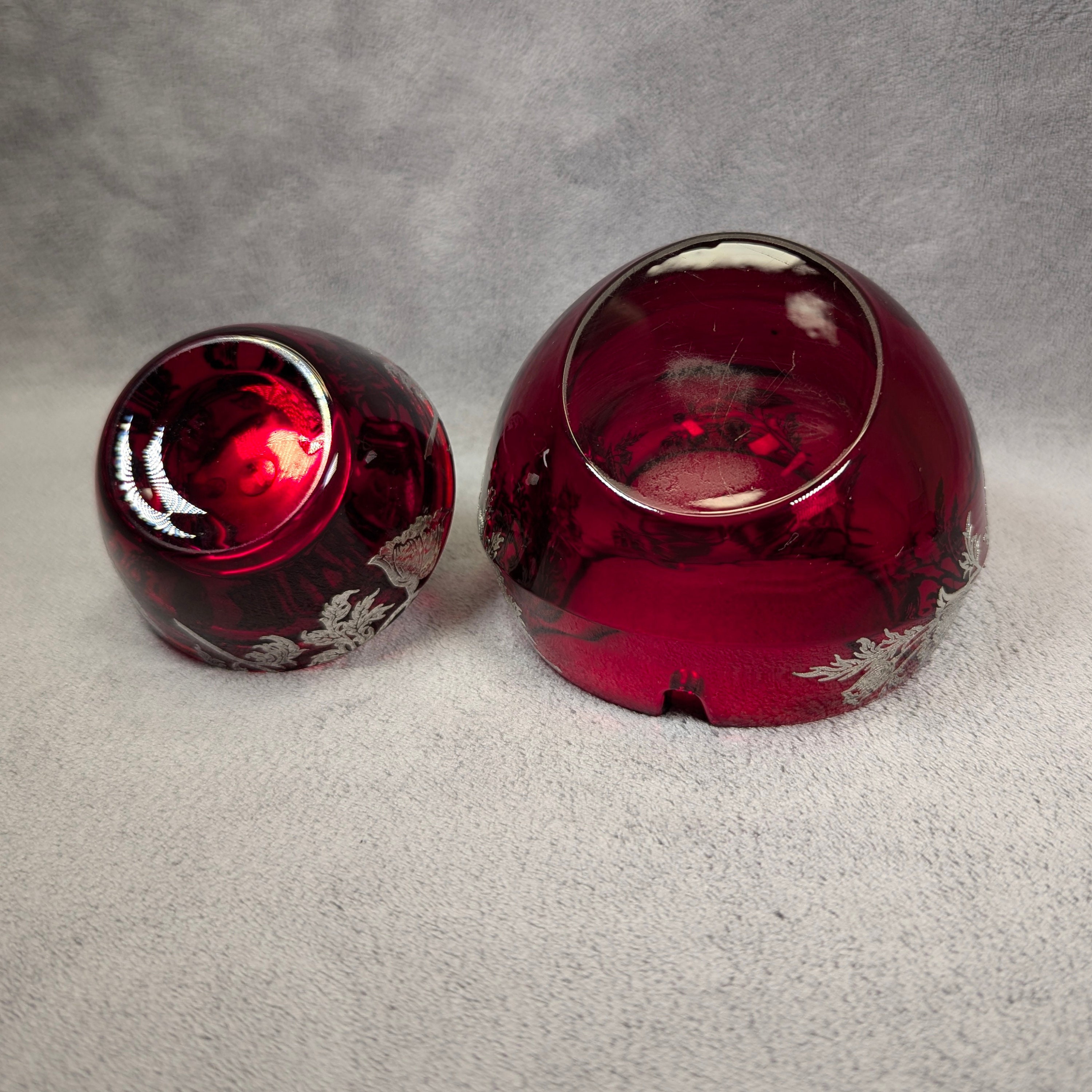 RARE Viking Glass Orb Lighter and Ashtray - Sterling Silver RARE Viking Glass Orb Lighter and Ashtray - Sterling Silver