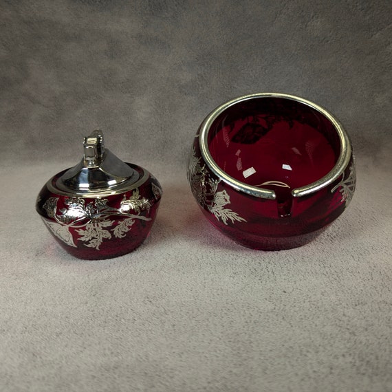 RARE Viking Glass Orb Lighter and Ashtray - Sterling Silver RARE Viking Glass Orb Lighter and Ashtray - Sterling Silver