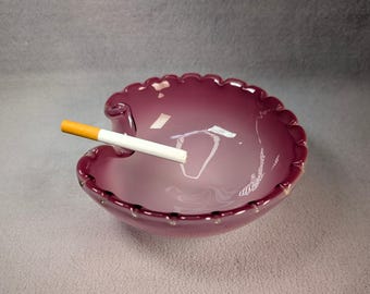 Murano Art Glass Ashtray - Pink, White Gradient, Ruffled - Made in Italy - Cigar Ashtray, Vintage Midcentury Modern MCM Smoking Accessories
