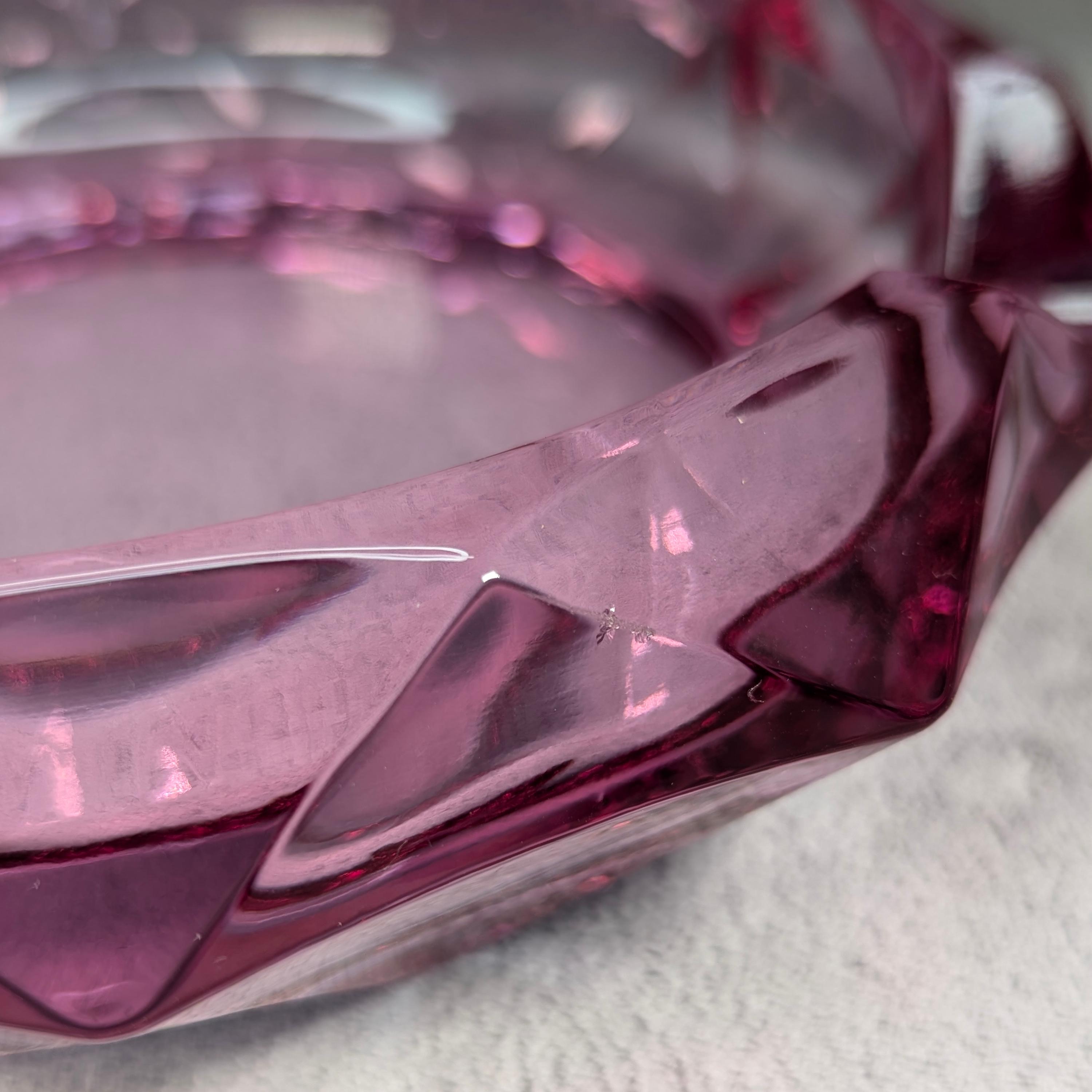 RARE Viking Glass Diamond Point Ashtray - Pink Thistle 7324 RARE Viking Glass Diamond Point Ashtray - Pink Thistle 7324