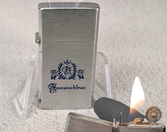 Miami Beach Fontainebleau Hotel Flip Top Lighter - Miniature, Slim - Made in Japan - Working Vintage Lighter - Smoking Accessories