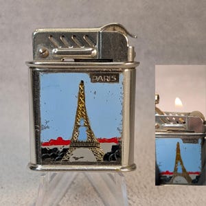 Vintage Feudor 100 Lift Arm Lighter - Paris France, Eiffel Tower Souvenir - Feudor Style - Working Vintage Lighter