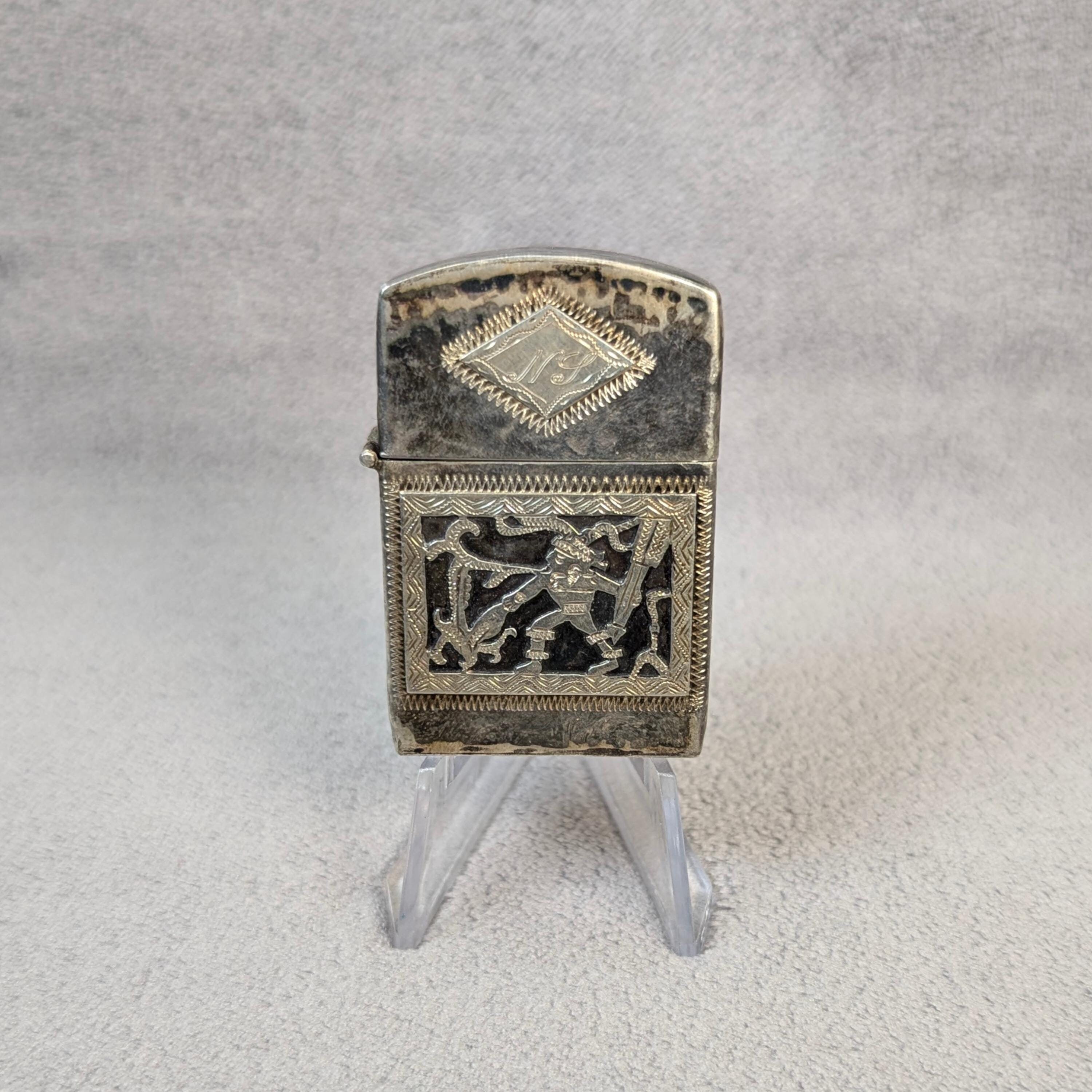 Guatemalan Sterling Silver Flip Top Lighter - Mayan Gods, Warriors ...