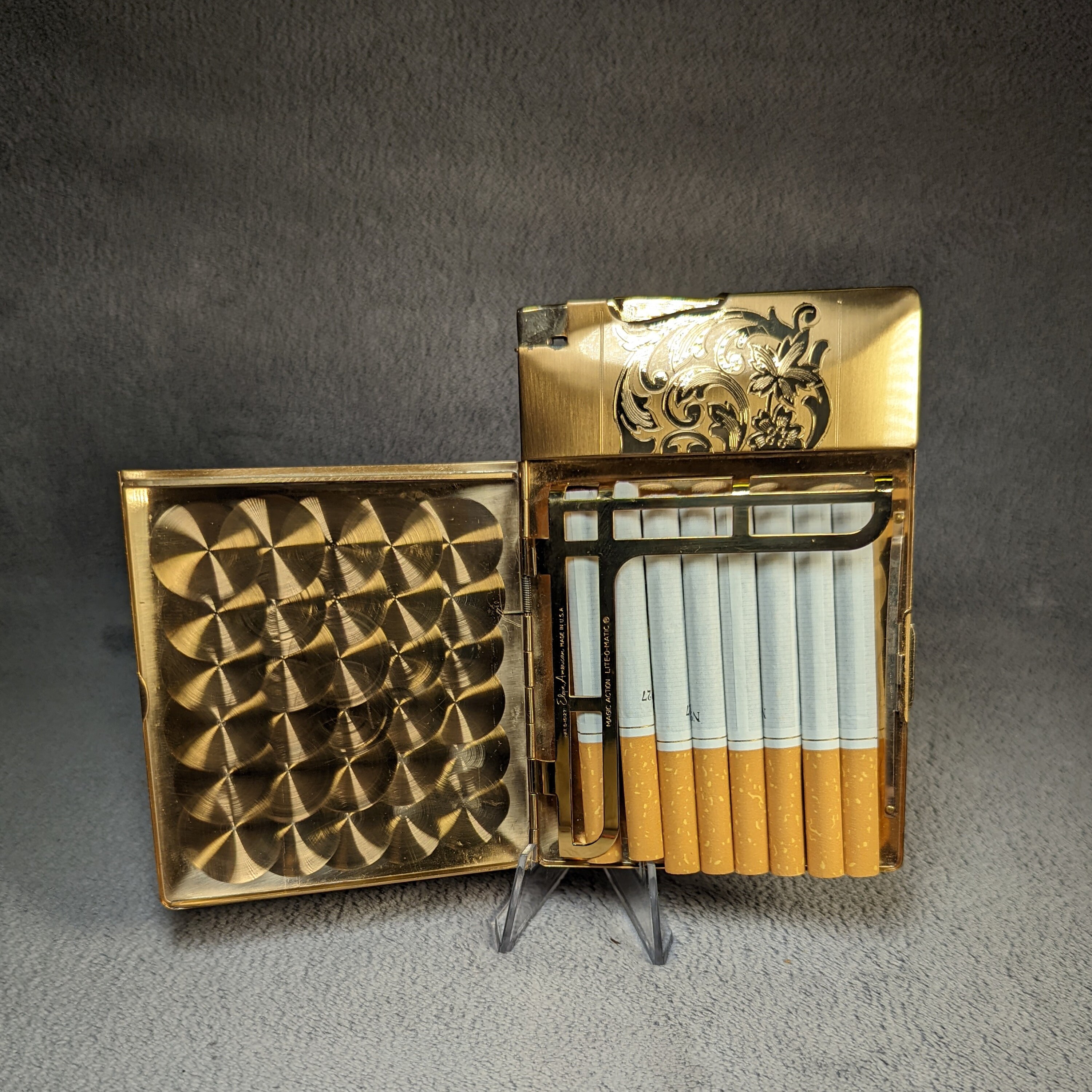 Vintage Elgin American Lighter and Cigarette Case Combo -  Israel