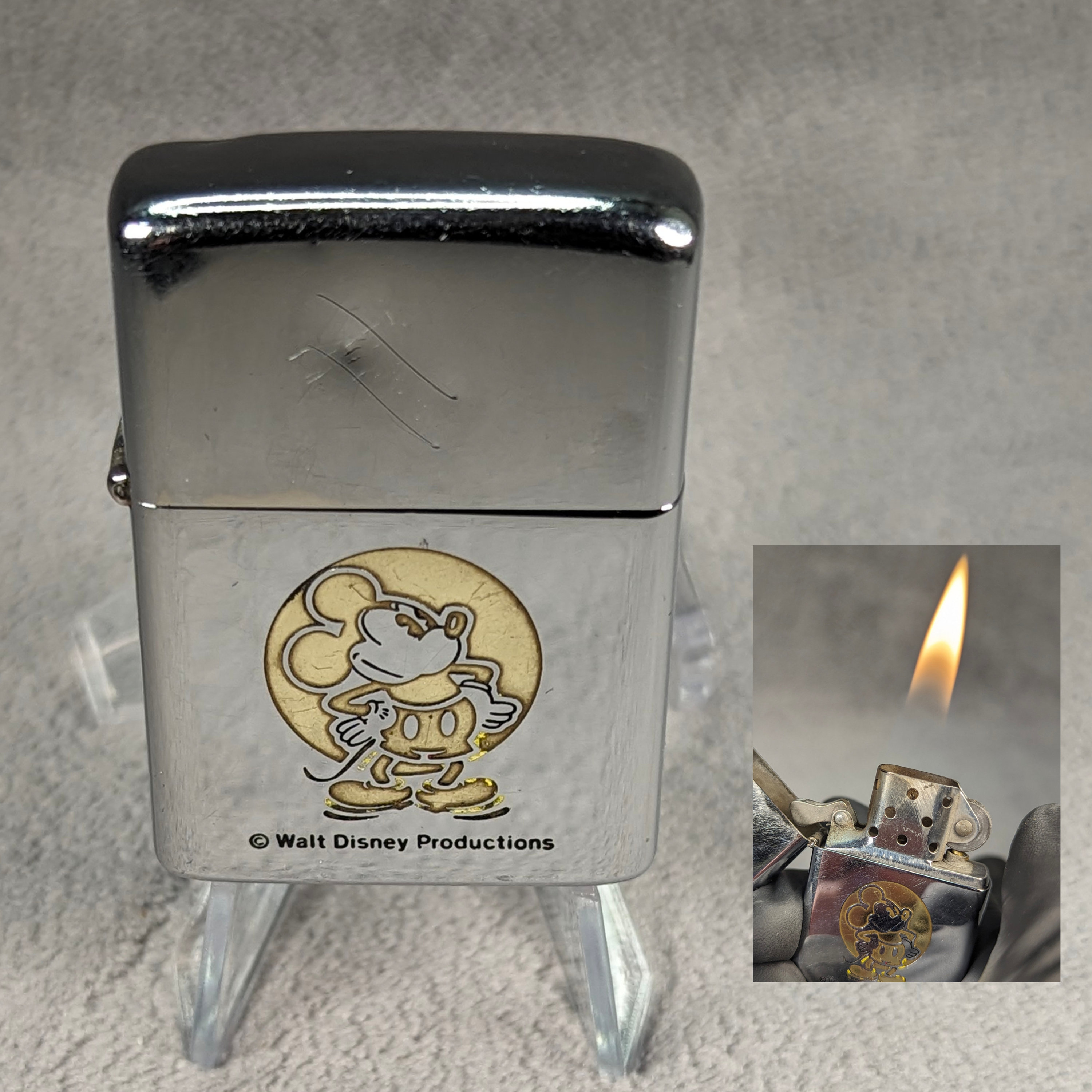 RARE 1975 Mickey Mouse Zippo Walt Disney Productions Disneyland 