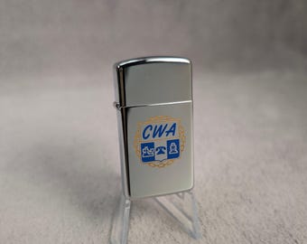 Unfired 1990 CWA Union Zippo Slim - Communication Workers of America - Vintage Zippo Vintage Lighter - Working Restored Windproof Lighter