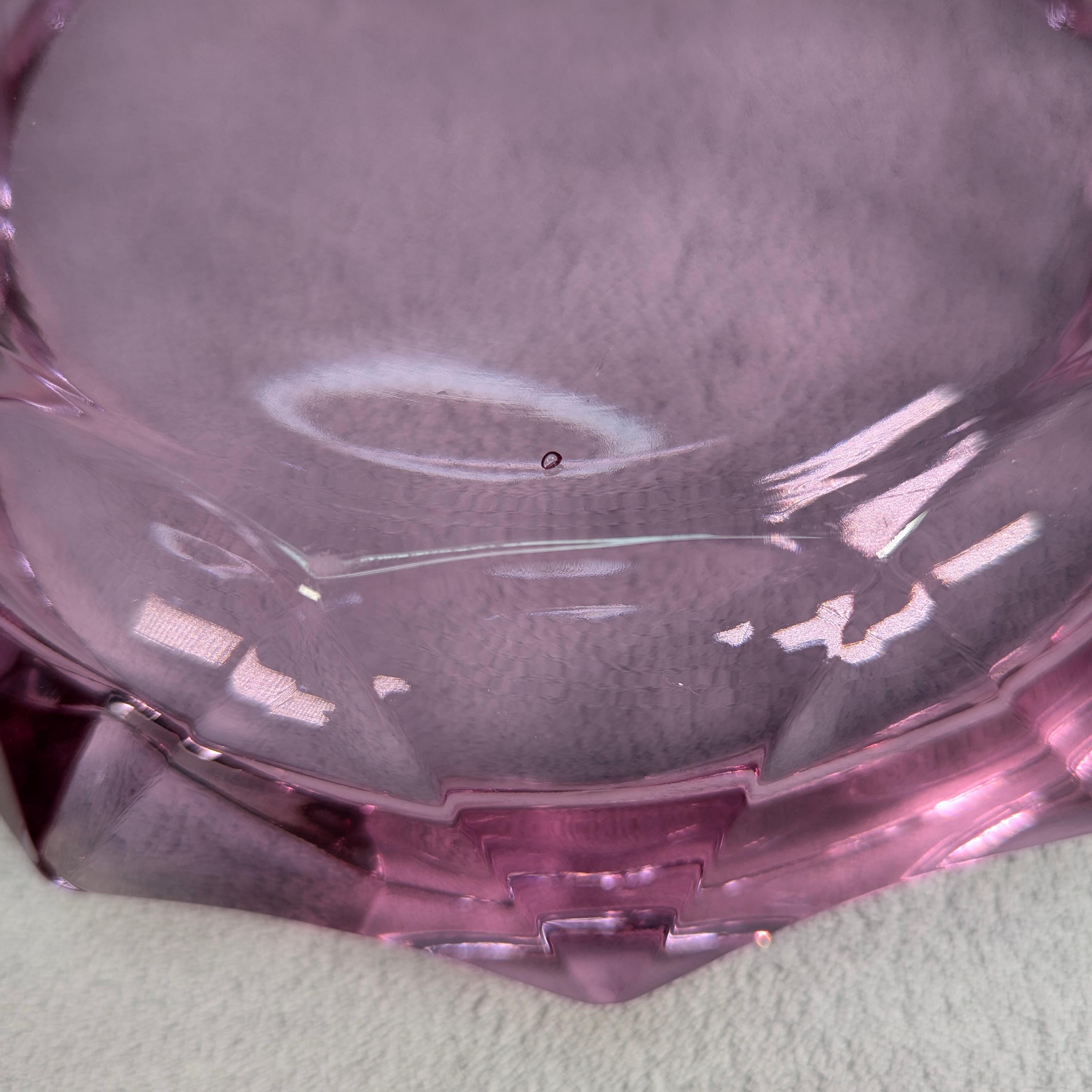 RARE Viking Glass Diamond Point Ashtray - Pink Thistle 7324