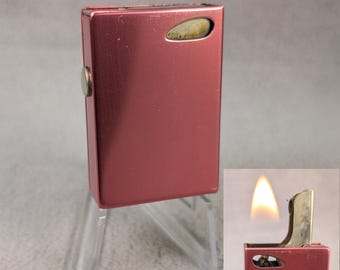 Rare Esprit Semi-Automatic Lighter - Red Pink Brushed Finish - Made in West Germany - Working, Restored - 1950s Midcentury Modern