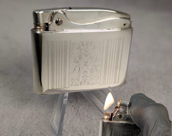 Rare Sterling Elgin American Lighter - Ronson Adonis, Sterling Silver - Working Vintage Lighter, Serviced Restored - Midcentury Modern MCM