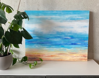 Original Abstract Acrylic Painting on Canvas - Blue Ocean