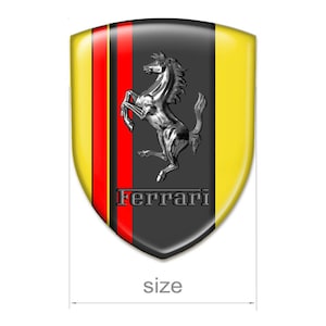 Silicone Emblem flat surface Shield logo Epoxy Resin All Sizes brand Ferrari 1pcs - Stickers for Phone, Fender, Laptop, Car Tuning, Gift