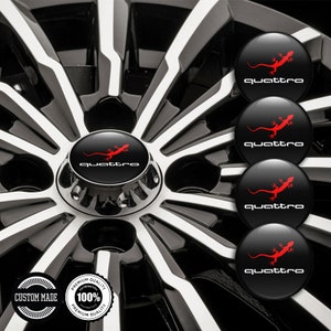 4 pcs Top Quality Epoxy Resin All Sizes Audi Quattro Stickers, Silicone Emblem for Wheel Center Hub Caps, Phone, Laptop, Car Tuning,  Gift