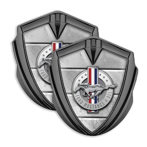 Metal Shield Emblem with Epoxy Resin Logo Mustang, Perfect Auto Tuning Badge, Self Adhesive, Unique Gift