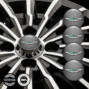4 pcs Top Quality Epoxy Resin All Sizes Aston martin Stickers, Silicone Emblem for Wheel Center Hub Caps, Phone, Laptop, Car Tuning,  Gift