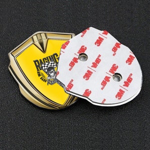 Metal Shield Emblem with Epoxy Resin Logo Racing Sport, Perfect Auto Tuning Badge, Self Adhesive Unique Gift