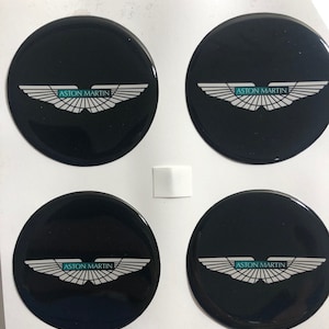 4 pcs Top Quality Epoxy Resin All Sizes Aston Martin Logo Stickers, Silicone Emblem Wheel Center Hub Caps, Phone, Laptop, Car Tuning,  Gift