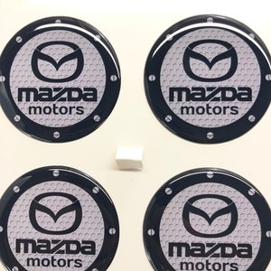 4 pcs Top Quality Epoxy Resin All Sizes Mazda Logo Stickers, Silicone Emblem Wheel Center Hub Caps, Phone, Laptop, Car Tuning,  Gift