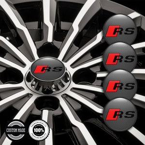 4 pcs Top Quality Epoxy Resin All Sizes Audi RS Stickers, Silicone Emblem for Wheel Center Hub Caps, Phone, Laptop, Car Tuning,  Gift