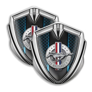 Metal Shield Emblem with Epoxy Resin Logo Mustang, Perfect Auto Tuning Badge, Self Adhesive, Unique Gift