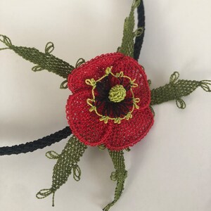 Handmade Silk Flower Headband: Needle Lace Crochet