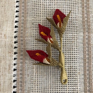 Handmade Crocheted Silk Flower Brooch: Needle Lace Accessory