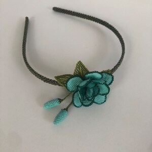 Handmade Silk Flower Headband: Needle Lace Crochet
