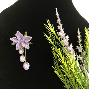 Handmade Silk Needle Lace Flower Brooch: Wedding Accessory
