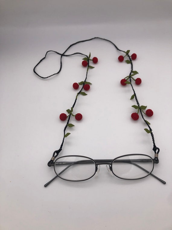 Handmade Cherry Glasses Chain: Needle Lace Eyeglass Cord - Etsy display picture 3
