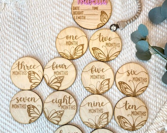 Personalized Butterfly Baby Birth Announcement and Milestones