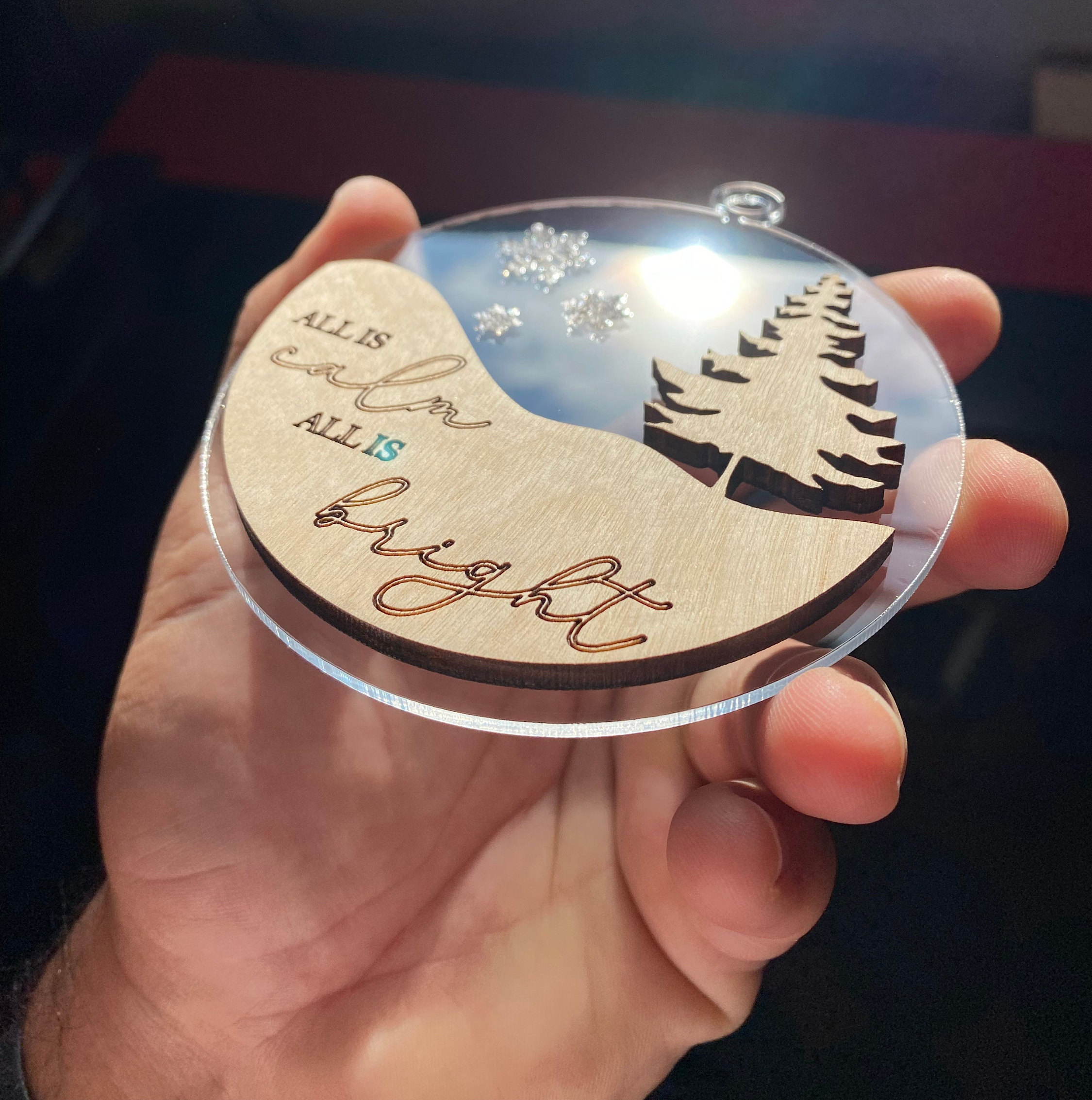 All is Calm Laser Cut File | 3D Wood Ornaments SVG | Laser Christmas Cut File | Wood and Acrylic Cut File | Christmas | Ornament | Glowforge