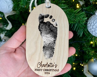 Baby&#39;s First Christmas Ornament, First Christmas Keepsake, Footprint DIY Christmas Ormament